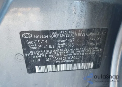 2015 Hyundai Sonata Limited из США, поврежденный, VIN 5NPE34AF2FH089931